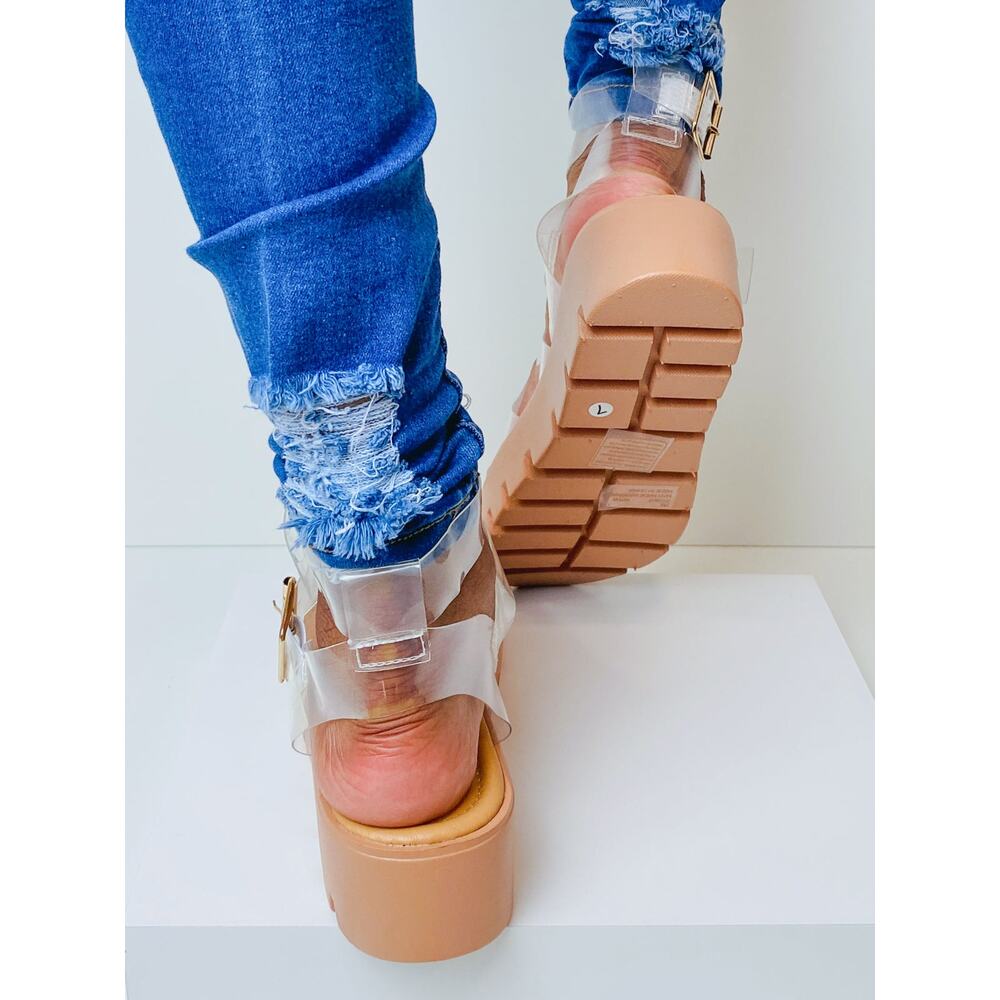 "Indigo" Clear Platform Sandals - Picture 3 of 4